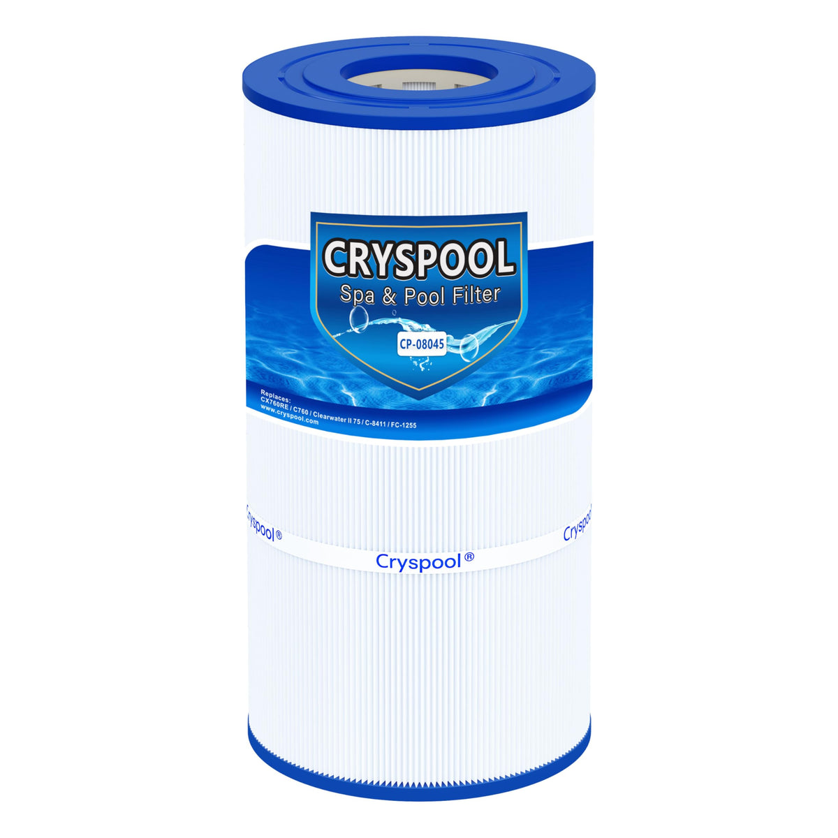 Cryspool 08045 filter side view highlights enhanced filtration potential for clearer pool water