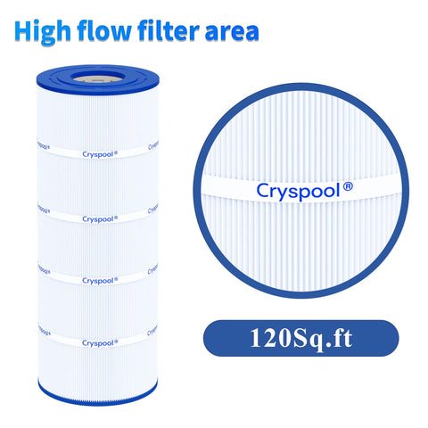 Cryspool 08055 120 sq ft filtration area illustration illustrating high capacity.