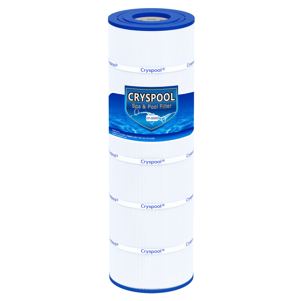 Cryspool 08058 filter dimensions shown for precise fit and installation.