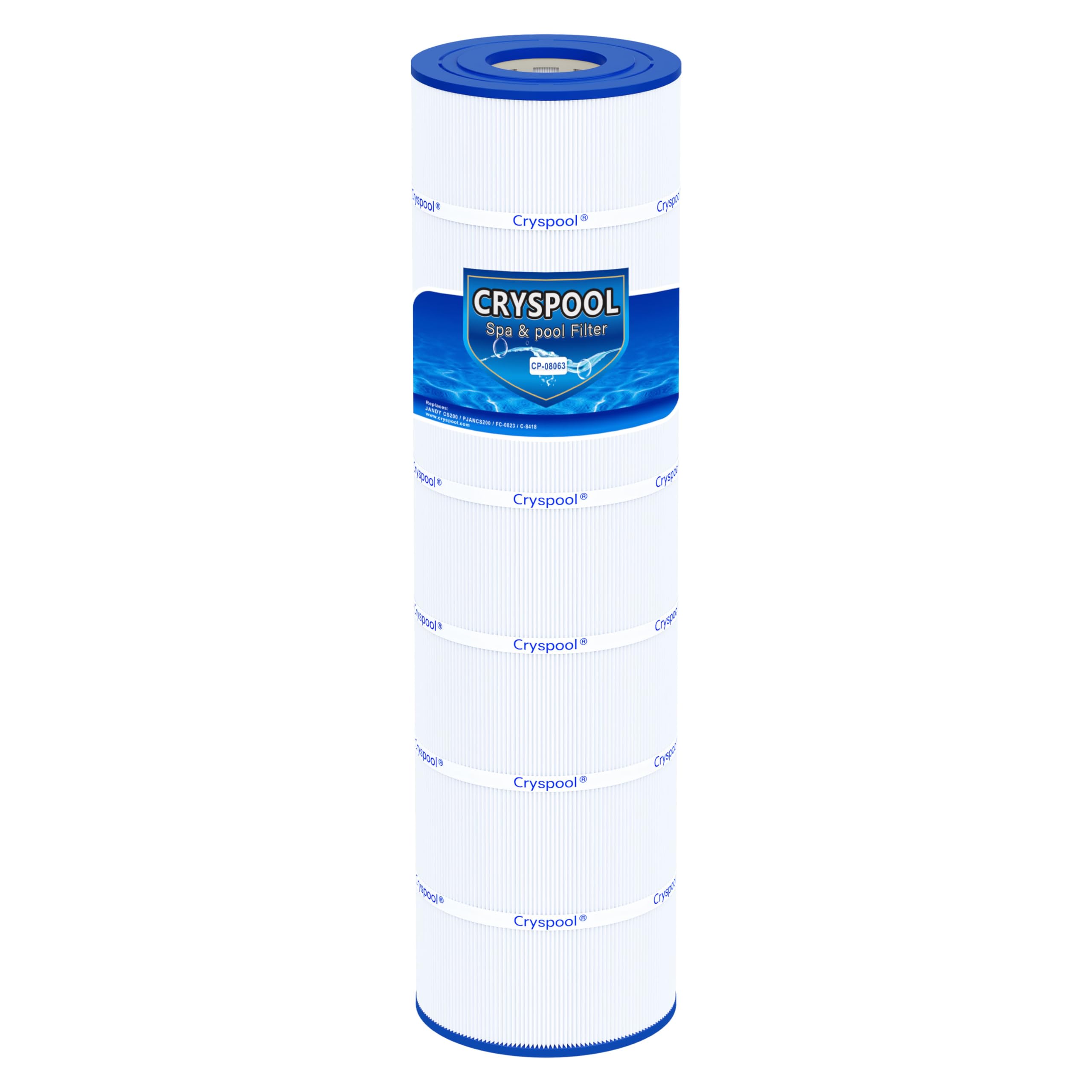 Cryspool 08063 filter cartridge for 200 sq ft pools provides efficient filtration.