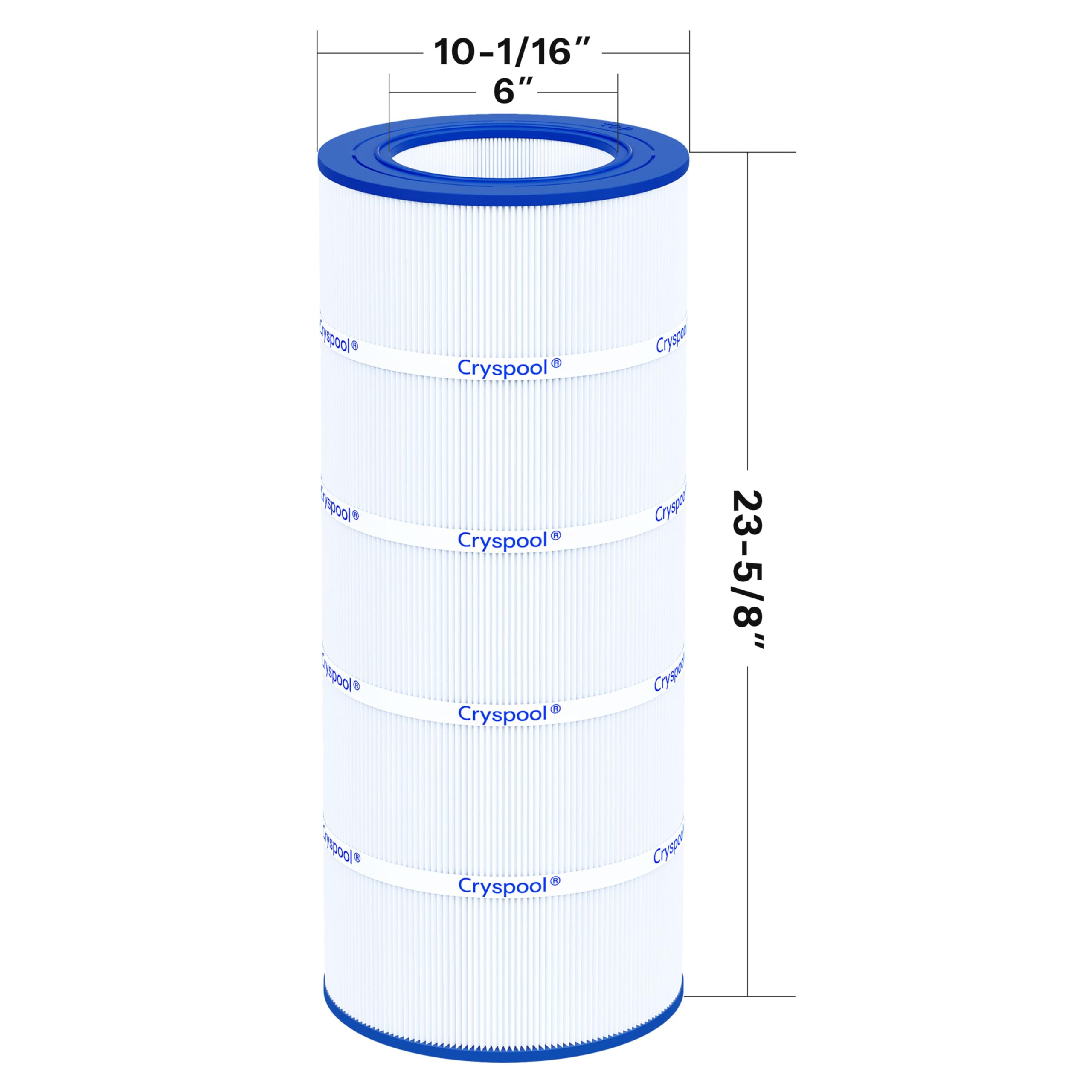 Cryspool 09028 filter dimensions showing 100 sq ft filtration area