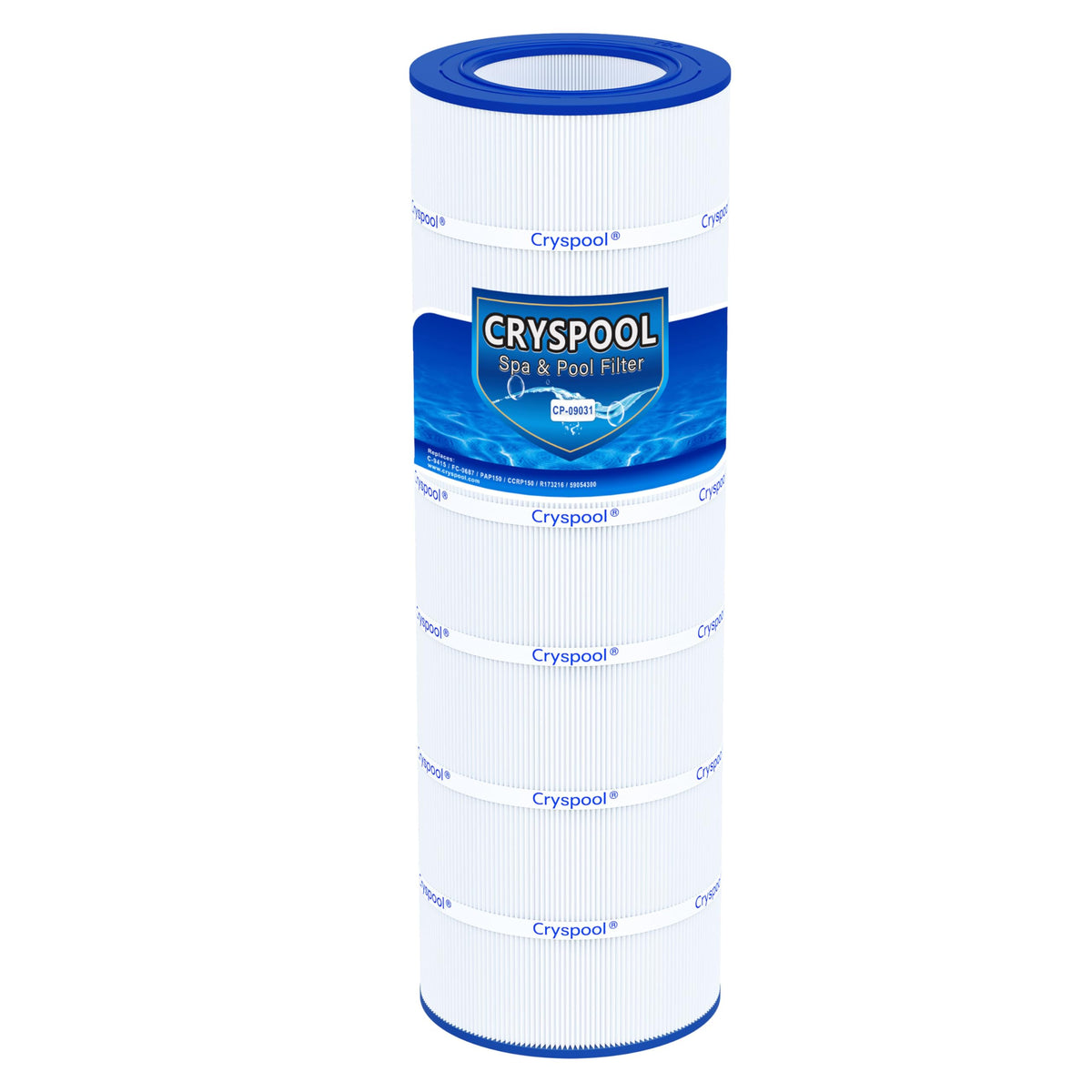 Cryspool 09031 filter assembly side view for durable pool filtration.