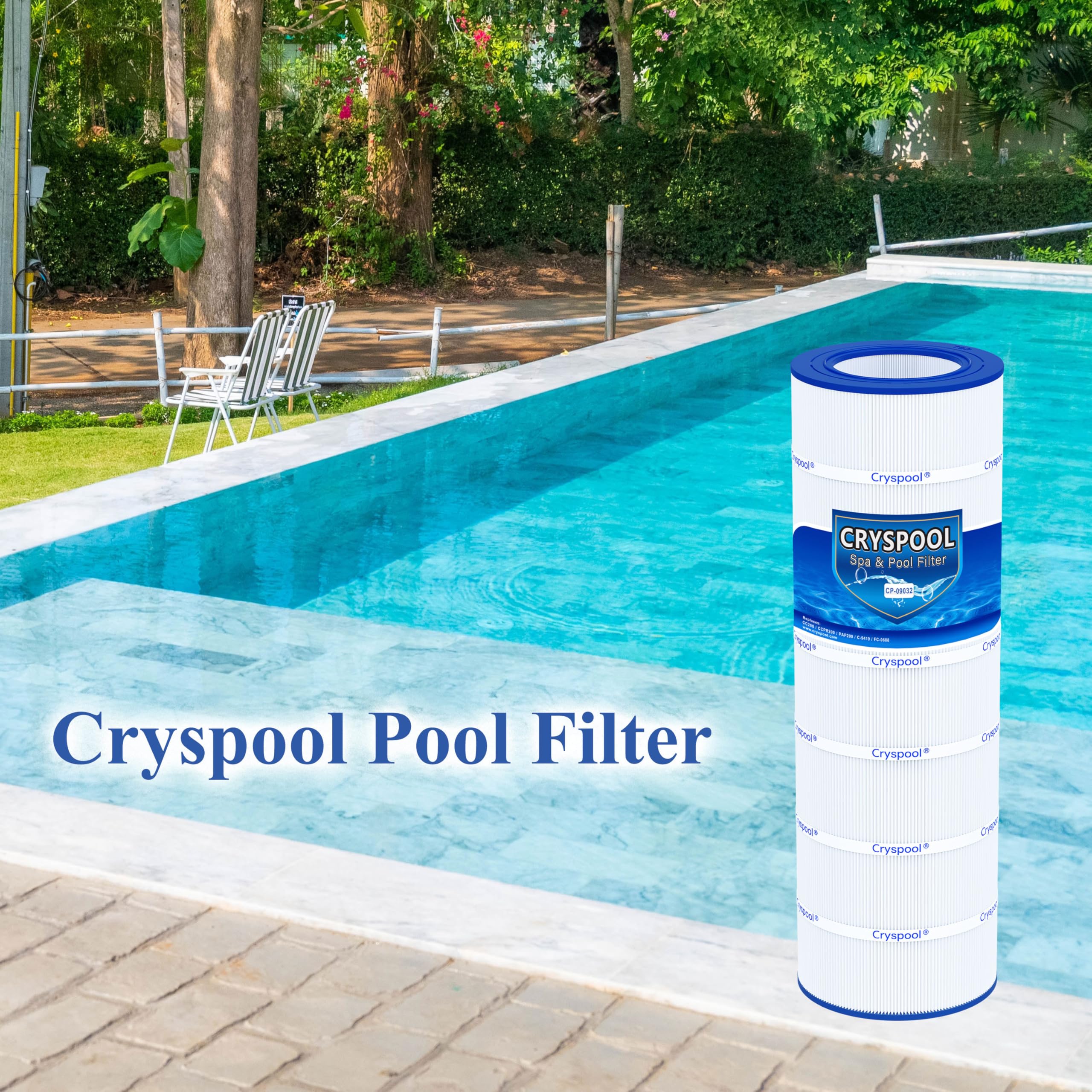 Cryspool 09032 200 sq ft filter area for efficient pool circulation.