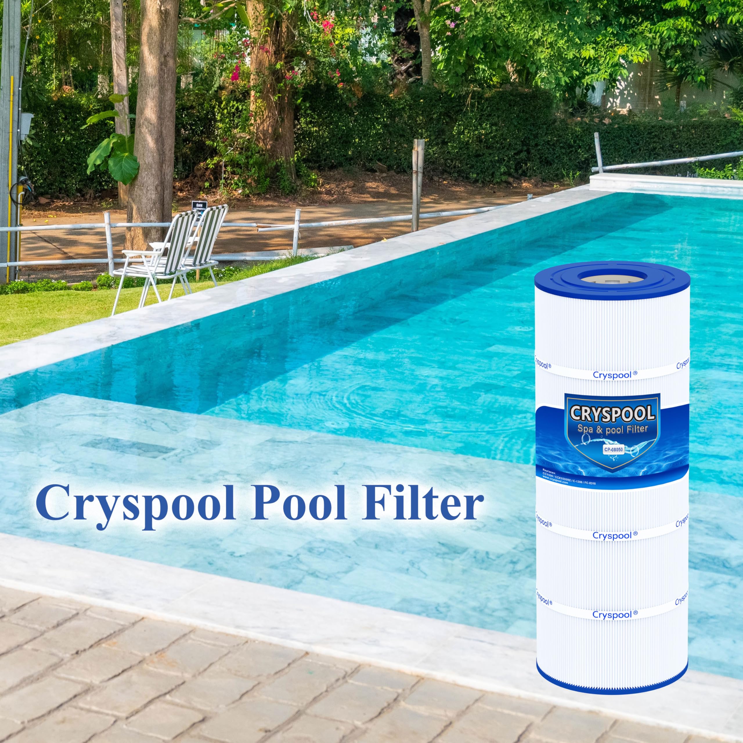 Cryspool 150 sq ft filter area supports efficient cleaning and flow.