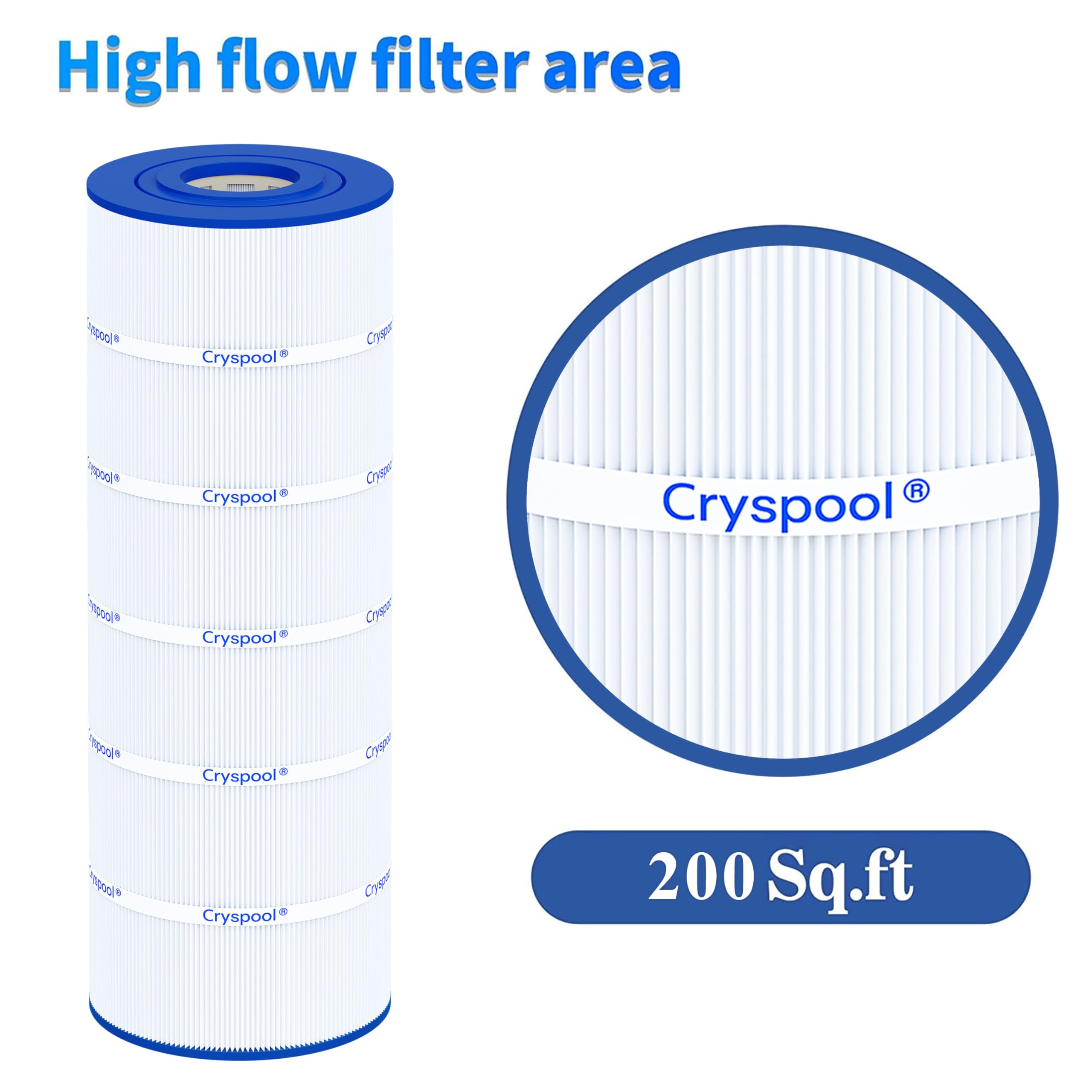 Cryspool 200 sq ft filtration area emphasizes capacity
