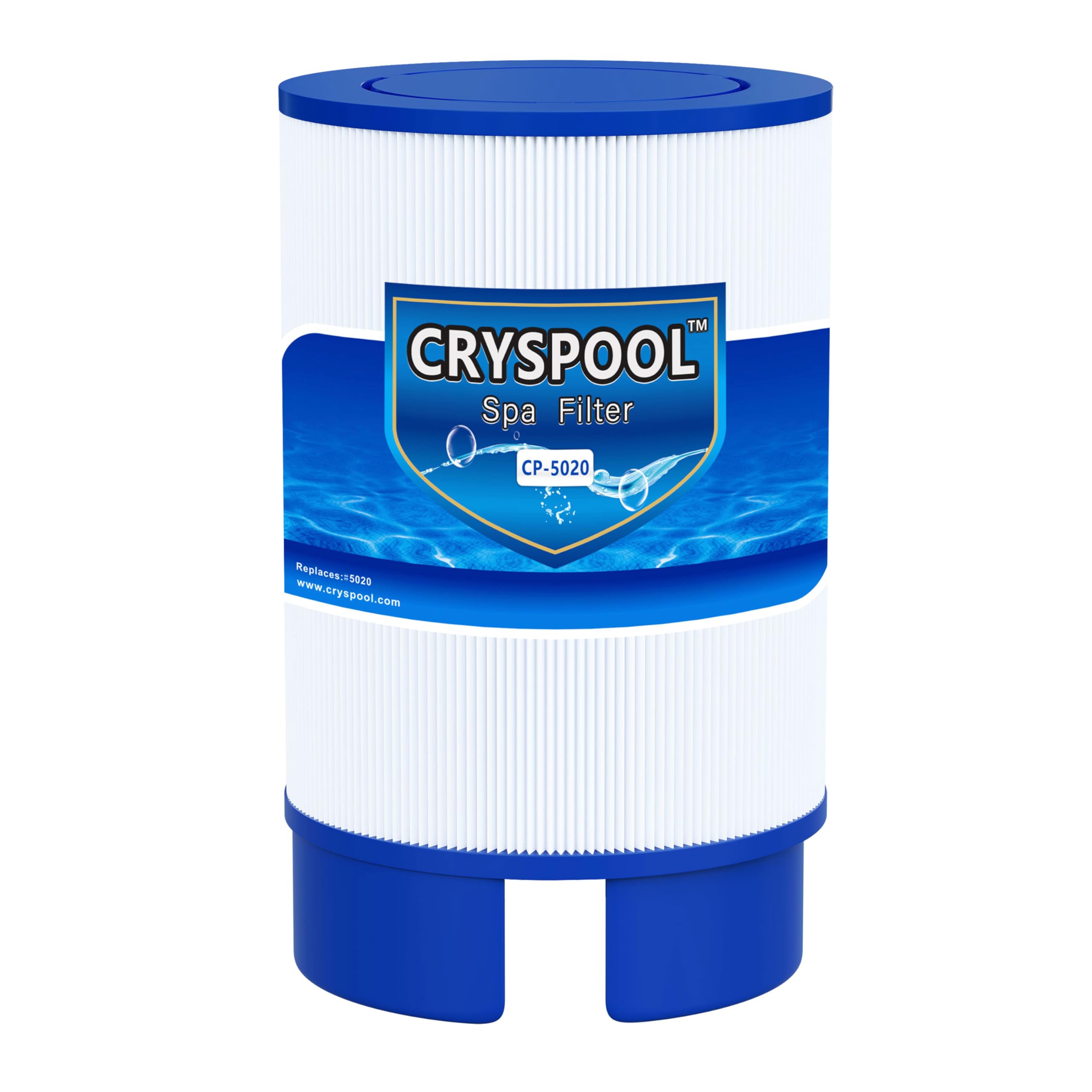 Cryspool 5020 filter pleats close-up highlighting spa water filtration.