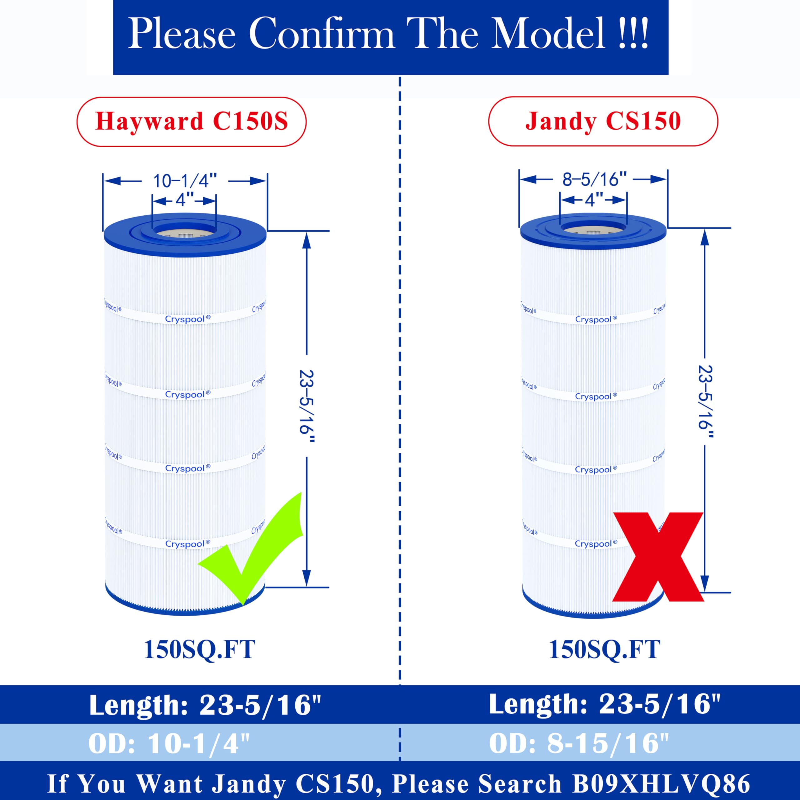 Cryspool C150S filter compatibility models helps you pair with CX150XRE and more