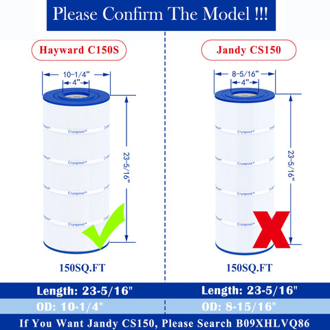 Cryspool C150S filter compatibility models helps you pair with CX150XRE and more