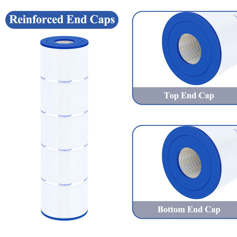 Cryspool end caps detail emphasizing secure fit in compatible filter housing.