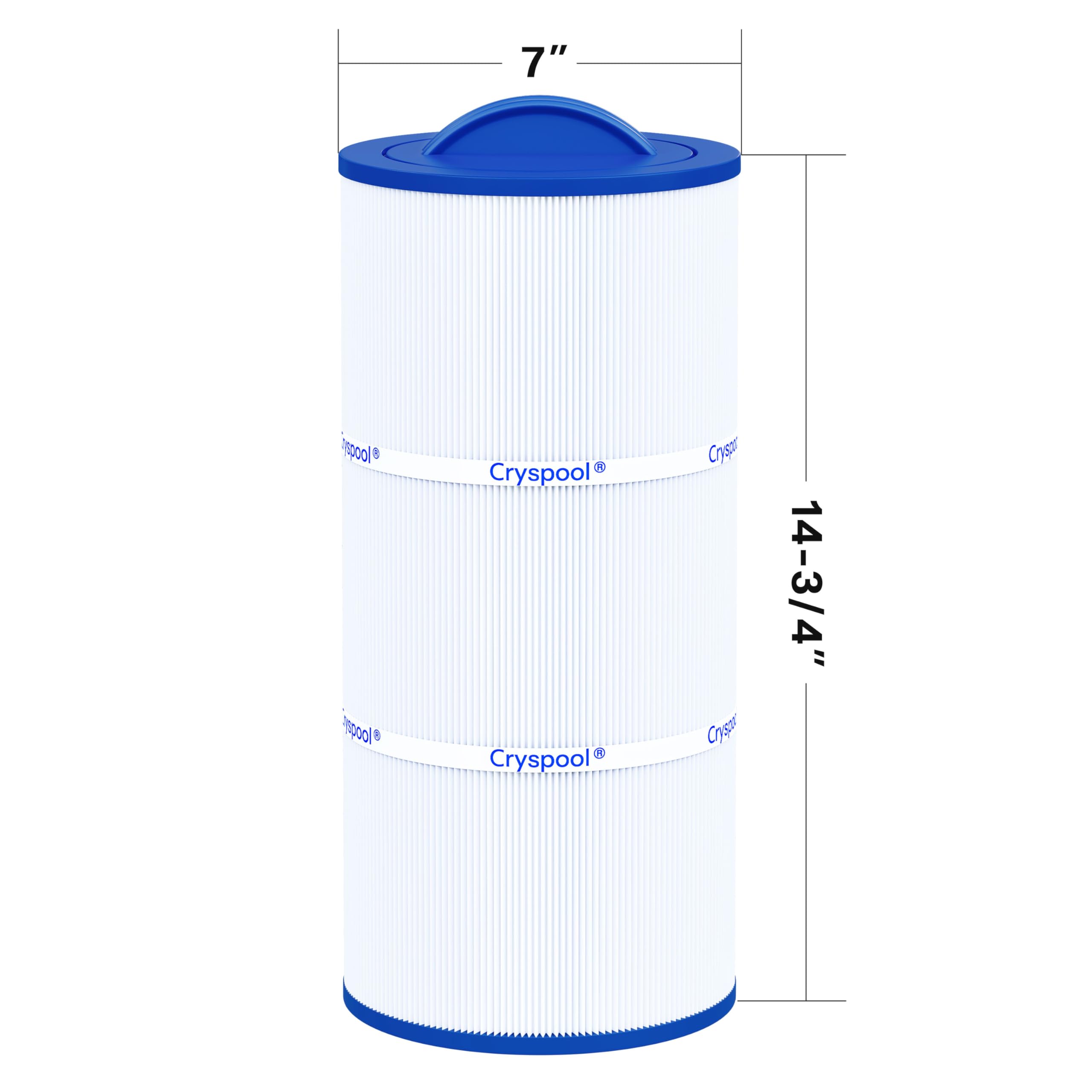 Cryspool filter with 75 sq ft filtration area label.