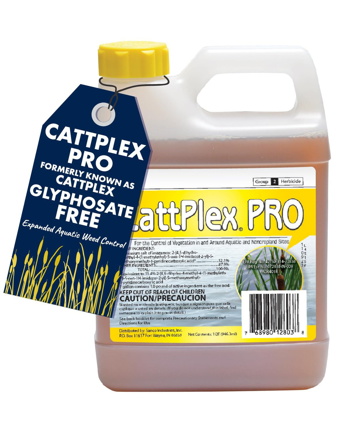Crystal Blue CattPlex Pro bottle 32oz for targeted cattail control in ponds