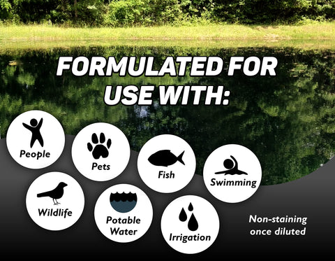 Crystal Blue deep black pond color enhances landscape appearance