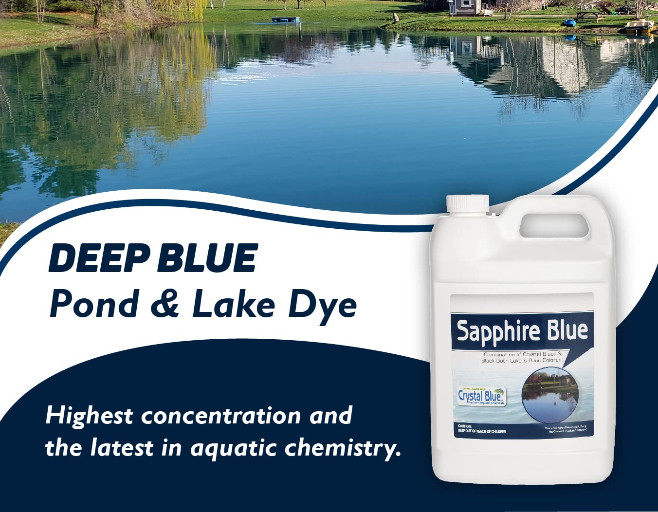Crystal Blue deep dark blue water for dramatic pond color
