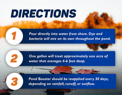 Crystal Blue Pond Booster reduces muck and sludge in the pond