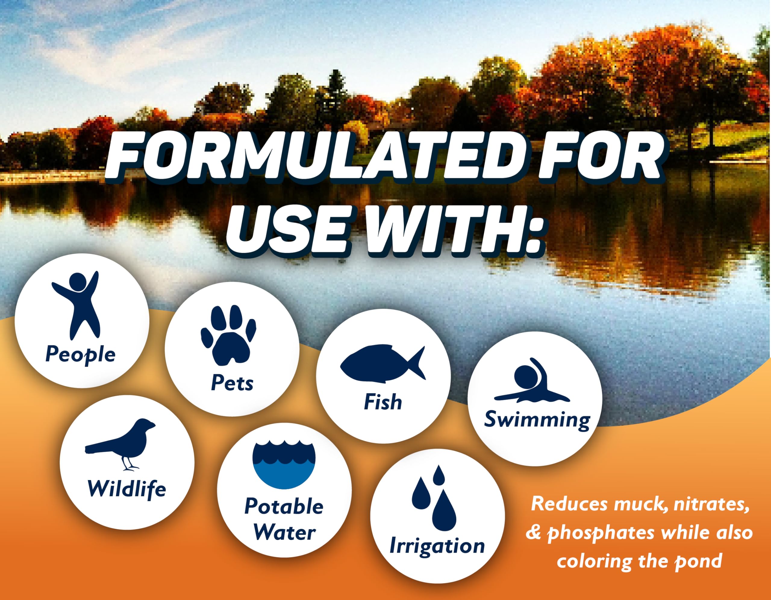 Crystal Blue Pond Booster improves water clarity with blue tint