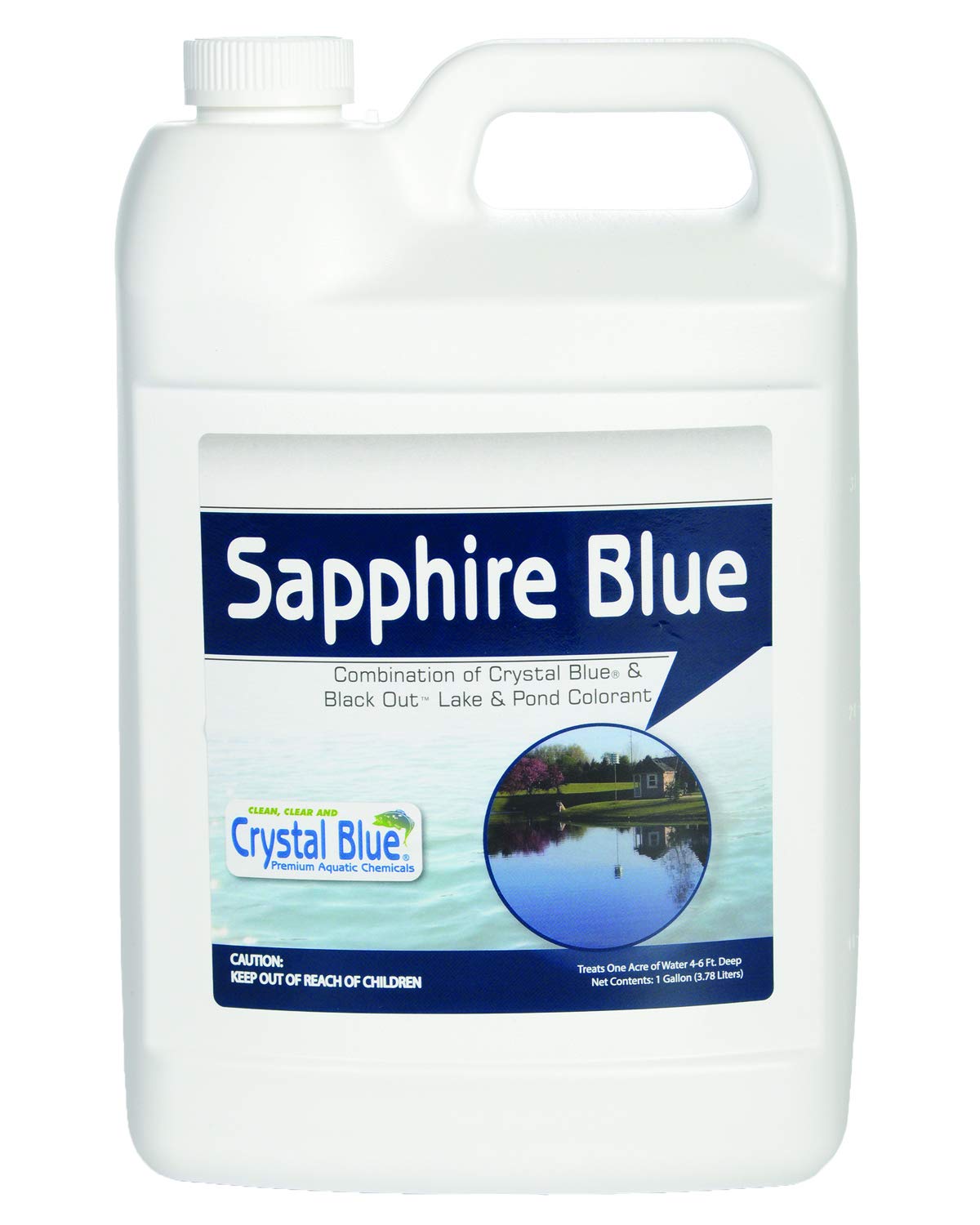 Crystal Blue Sapphire Blue lake colorant bottle enhances water color for ponds
