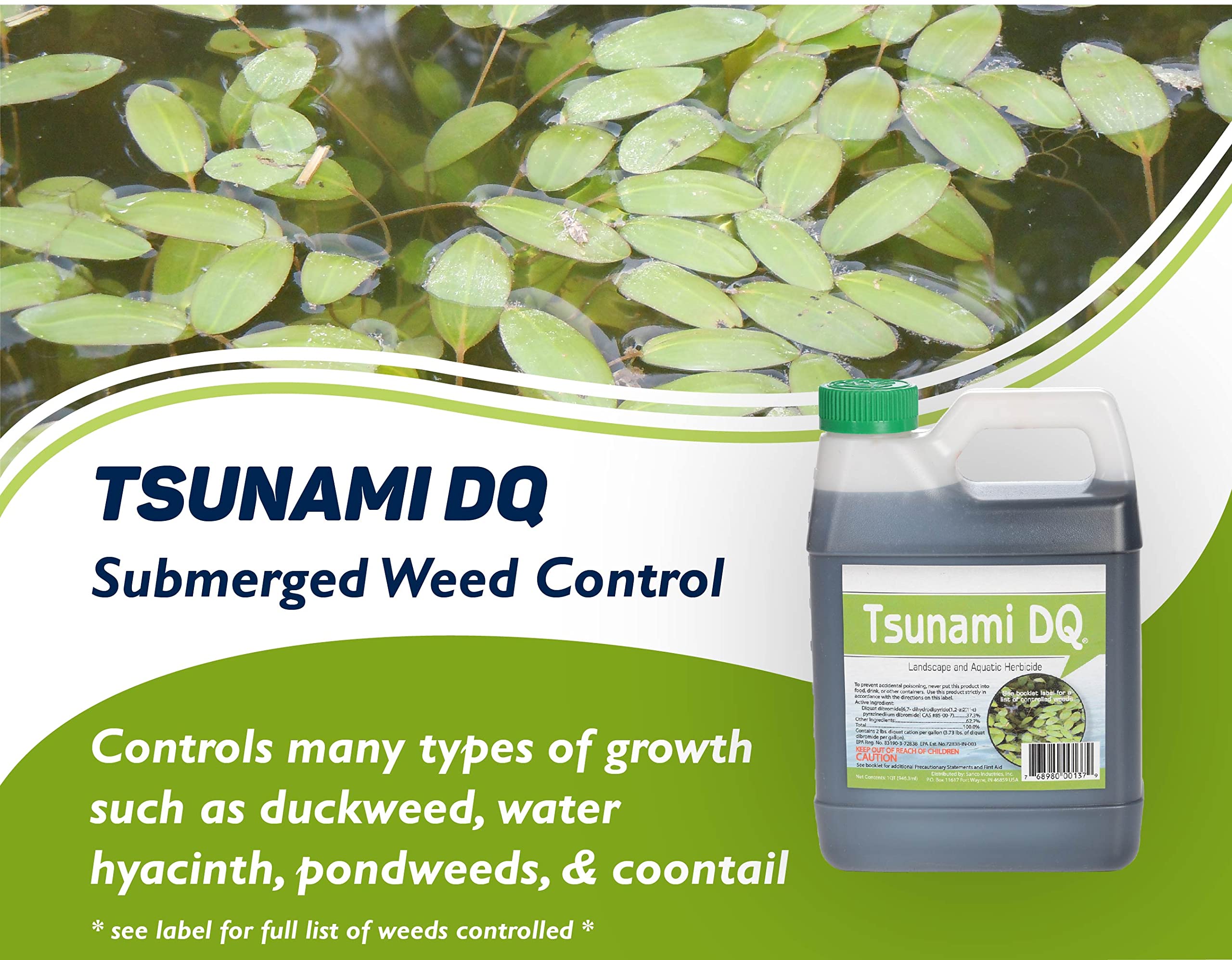 Crystal Blue Tsunami DQ ready-to-mix concentrate for quick pond and lake application.