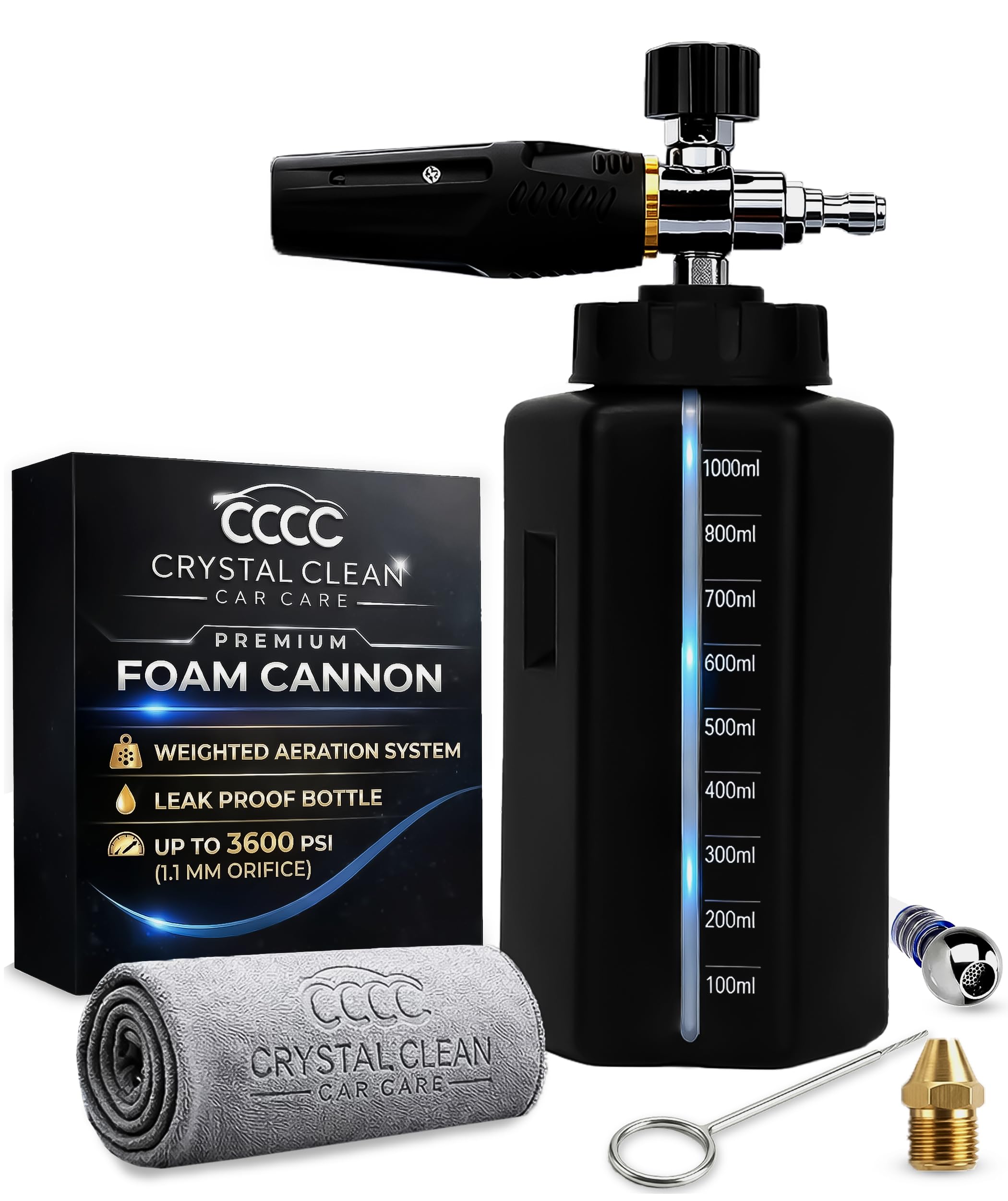 Crystal Clean Foam Cannon wide-mouth bottle for quick refills and stable standing.