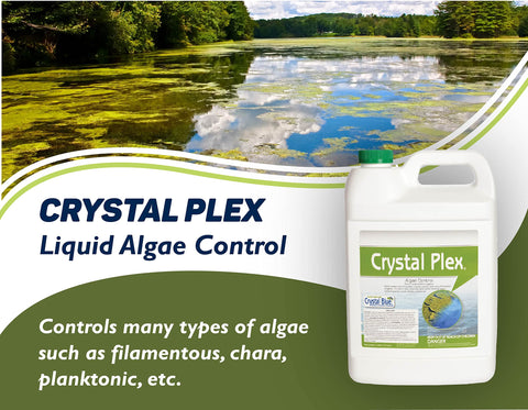 Crystal Plex lake and pond algaecide in action to reduce algae buildup.