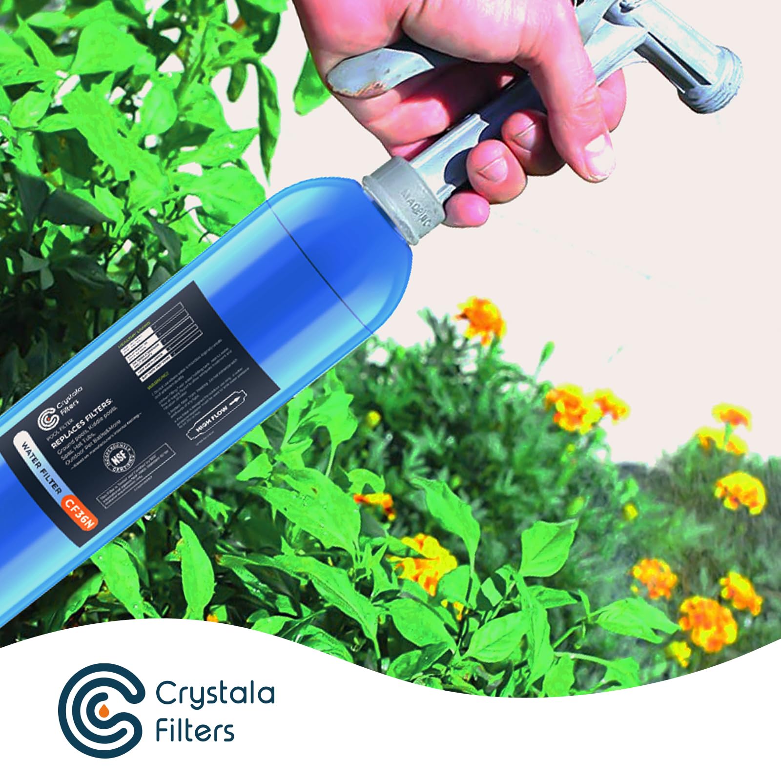 Crystala filter at hot tub or spa setup.