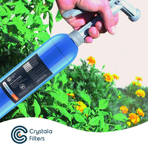 Crystala filter at hot tub or spa setup.