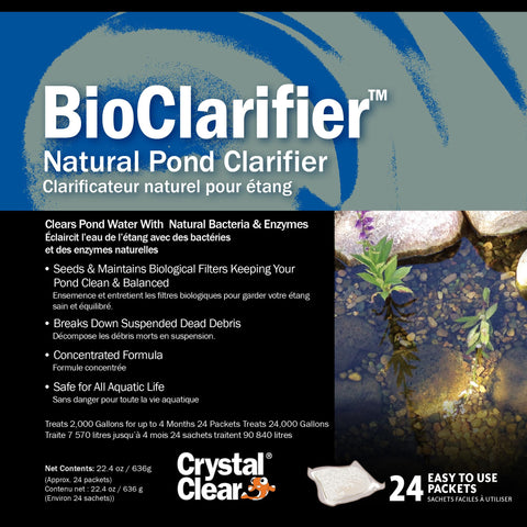 BioClarifier packet dissolving to start natural cleaning in a pond