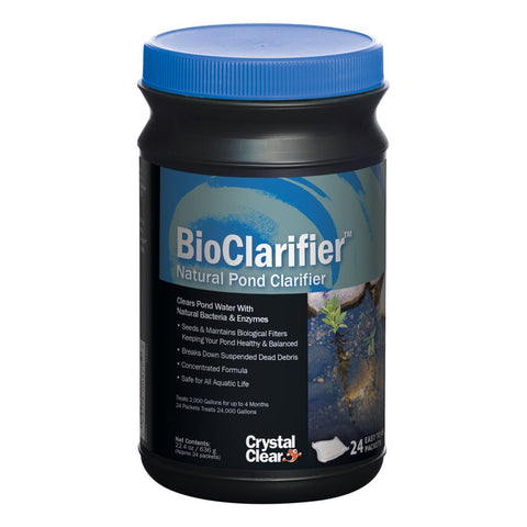 CrystalClear BioClarifier visible in pond, promoting clearer water.