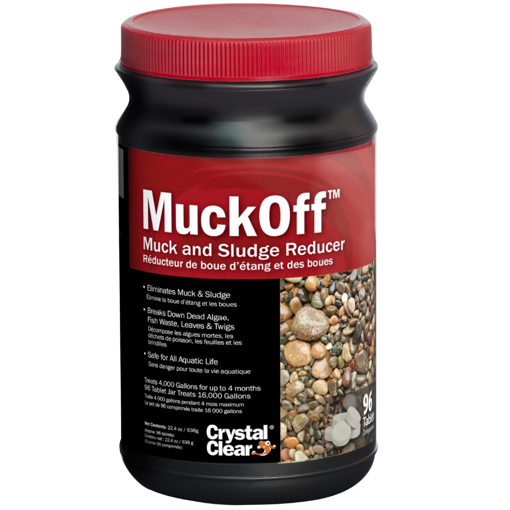 CrystalClear MuckOff tablets dissolving in pond water for muck digestion