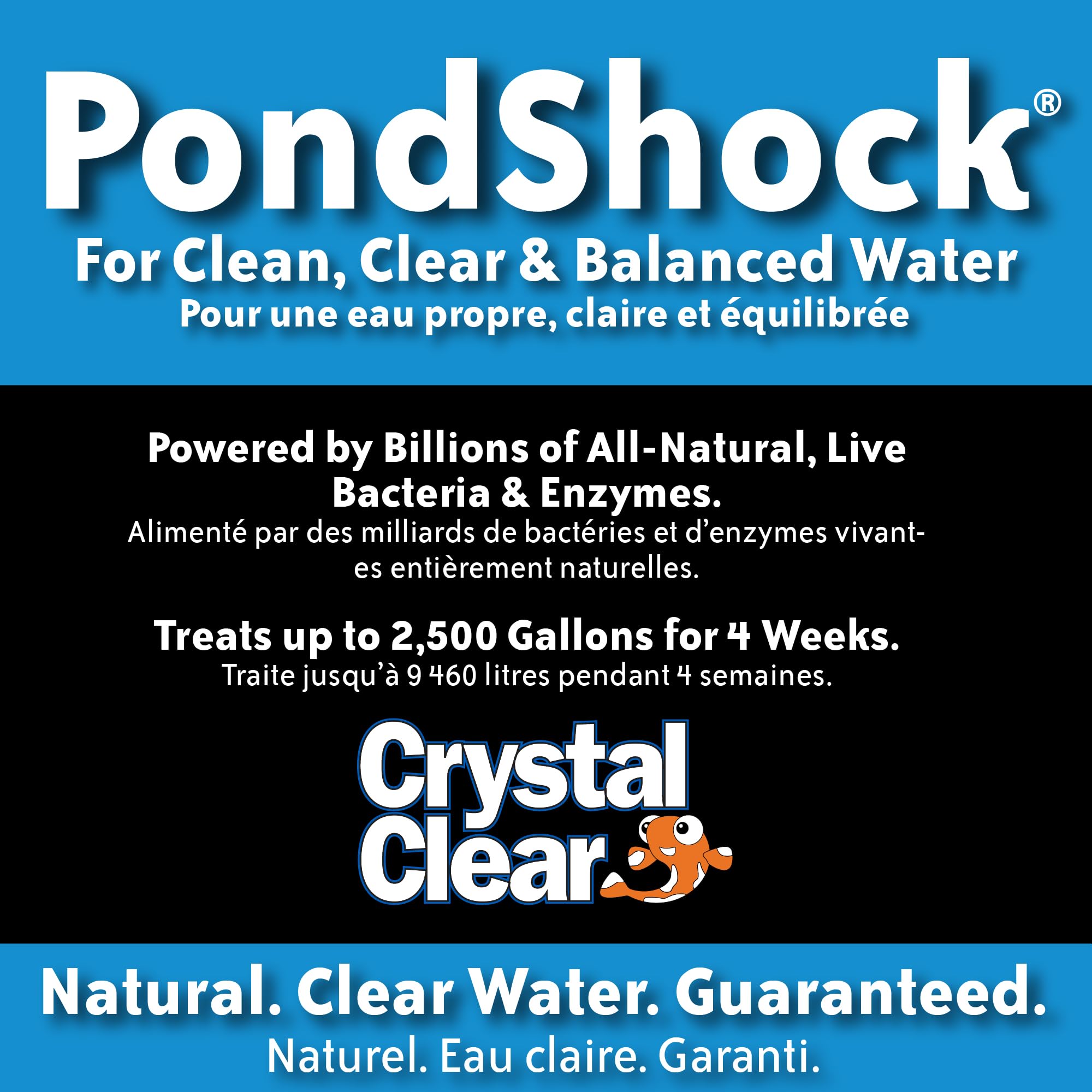 CrystalClear PondShock Ball enzymes activate for faster organic waste breakdown