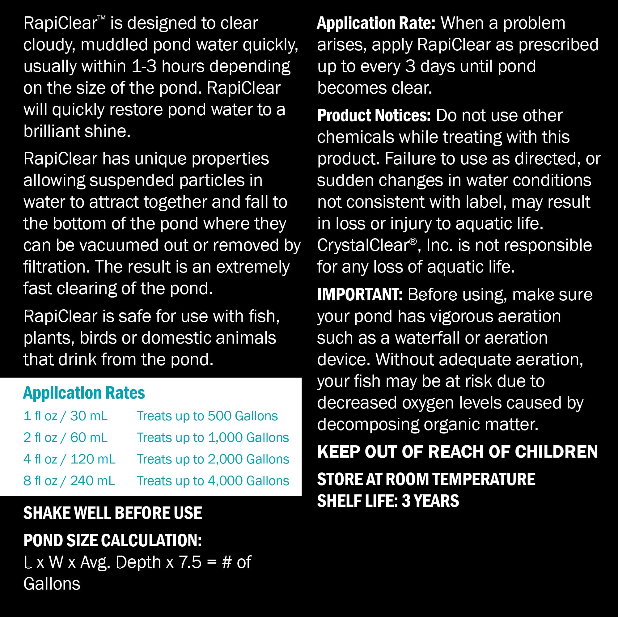 Pouring CrystalClear RapiClear to treat water in a circulating pond