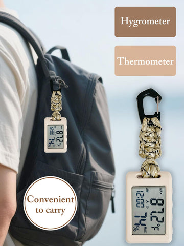 CryzhalinX hygrometer with clip ready for on-the-go outdoor use.
