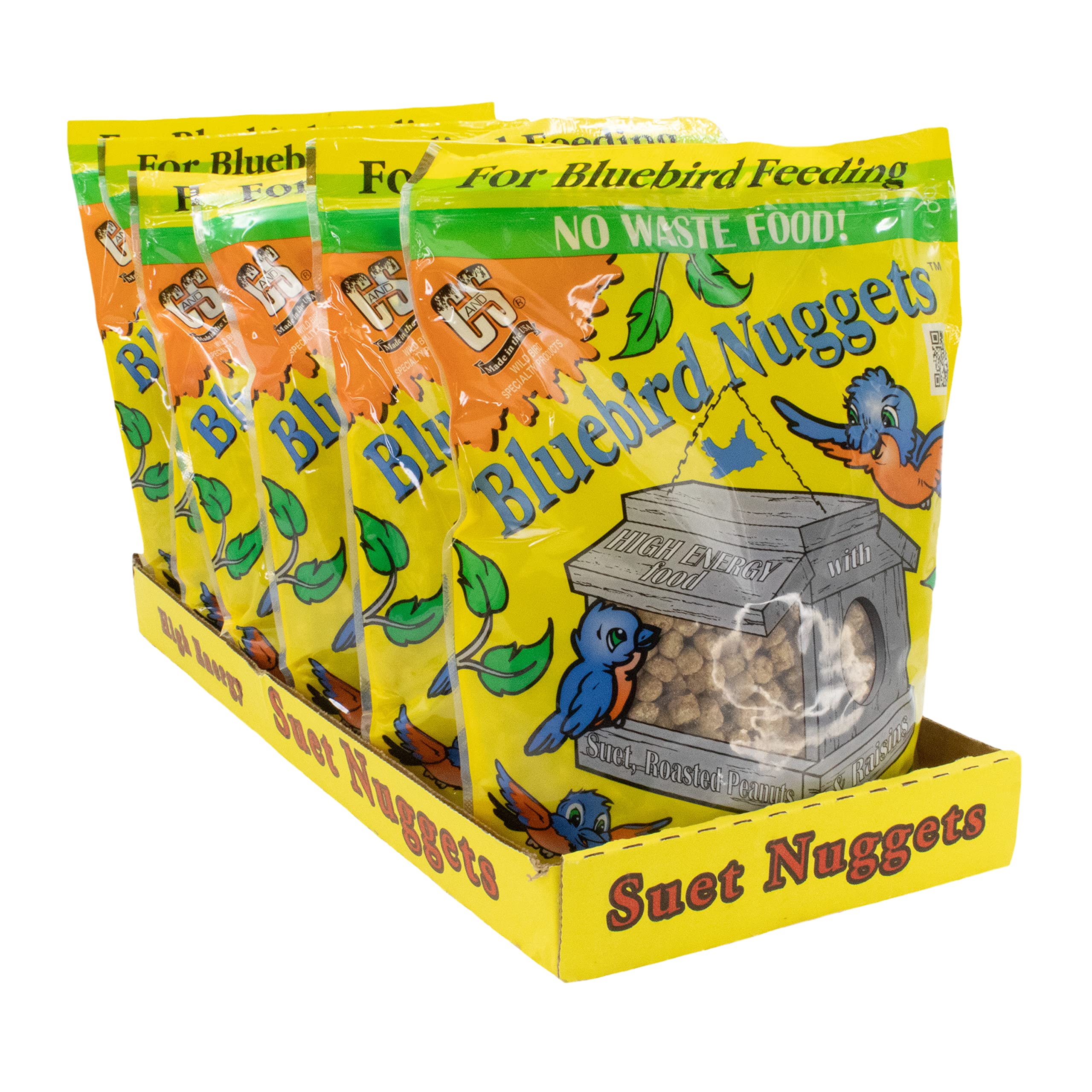 C&S Bluebird Nuggets attract bluebirds year-round with a no-melt, no-waste formula.