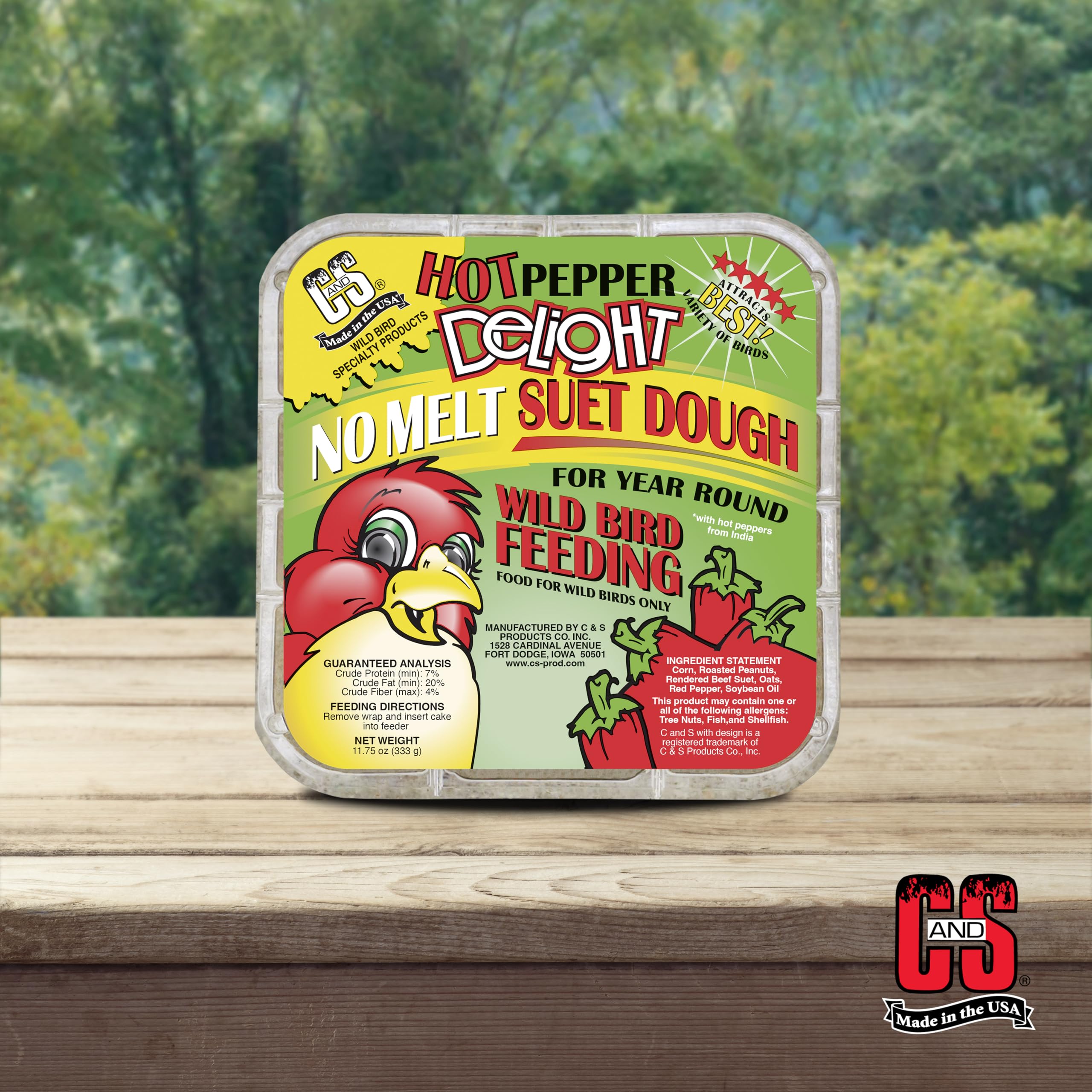 Ingredients label on C&S Hot Pepper Delight No Melt Suet Dough