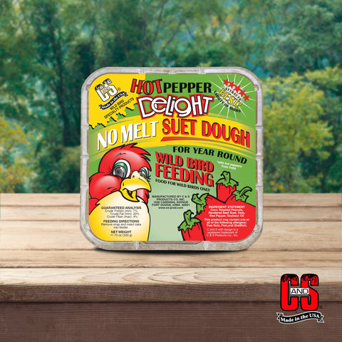 Ingredients label on C&S Hot Pepper Delight No Melt Suet Dough