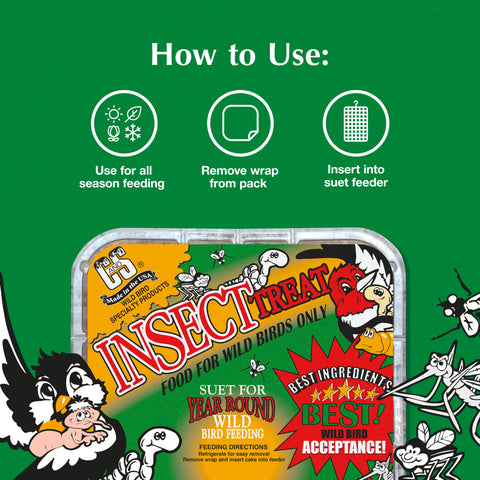 C&S Insect Suet Treat flavors assortment, peanut and berry varieties.