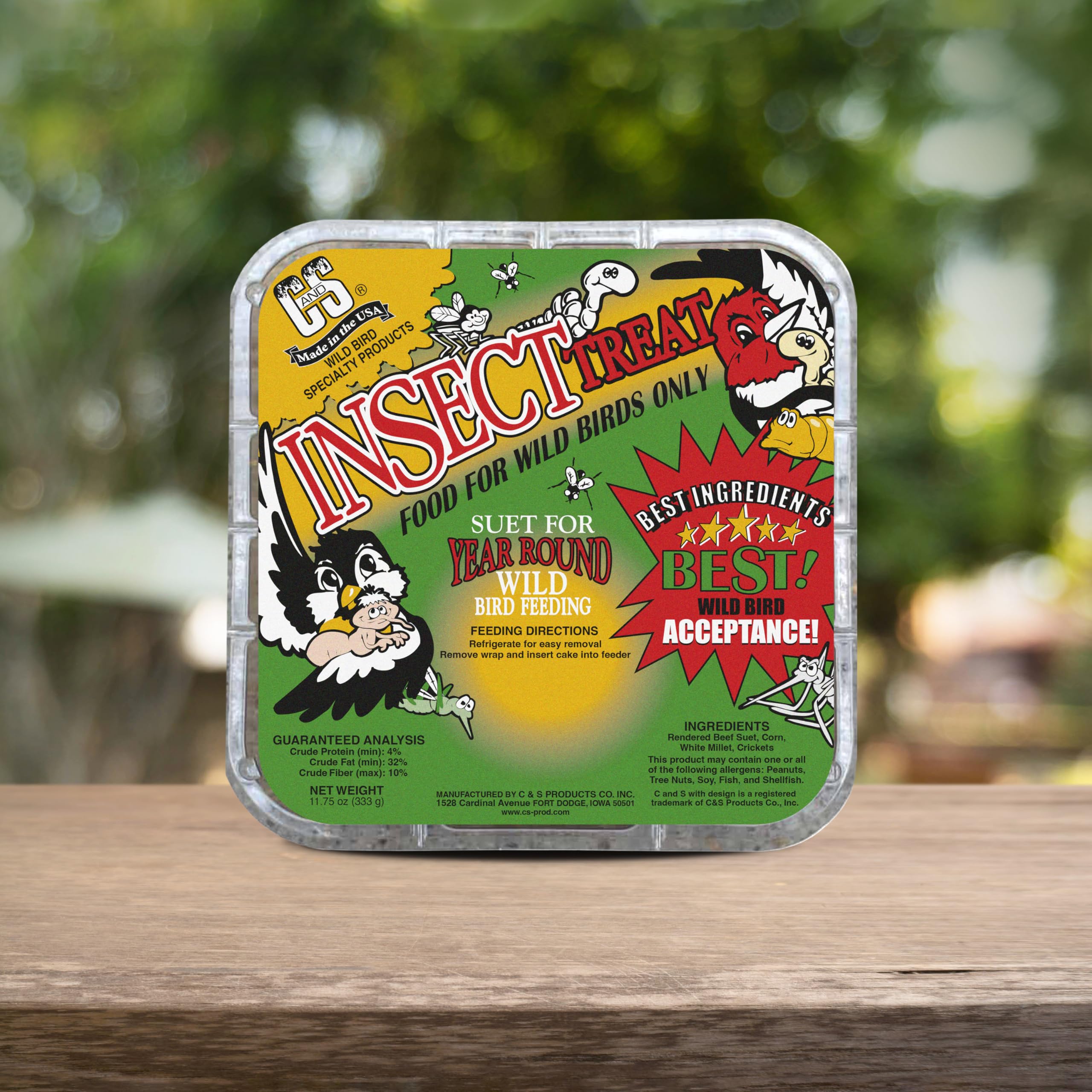 C&S Insect Suet Treat ready-to-use suet cake, mess-free feeding.