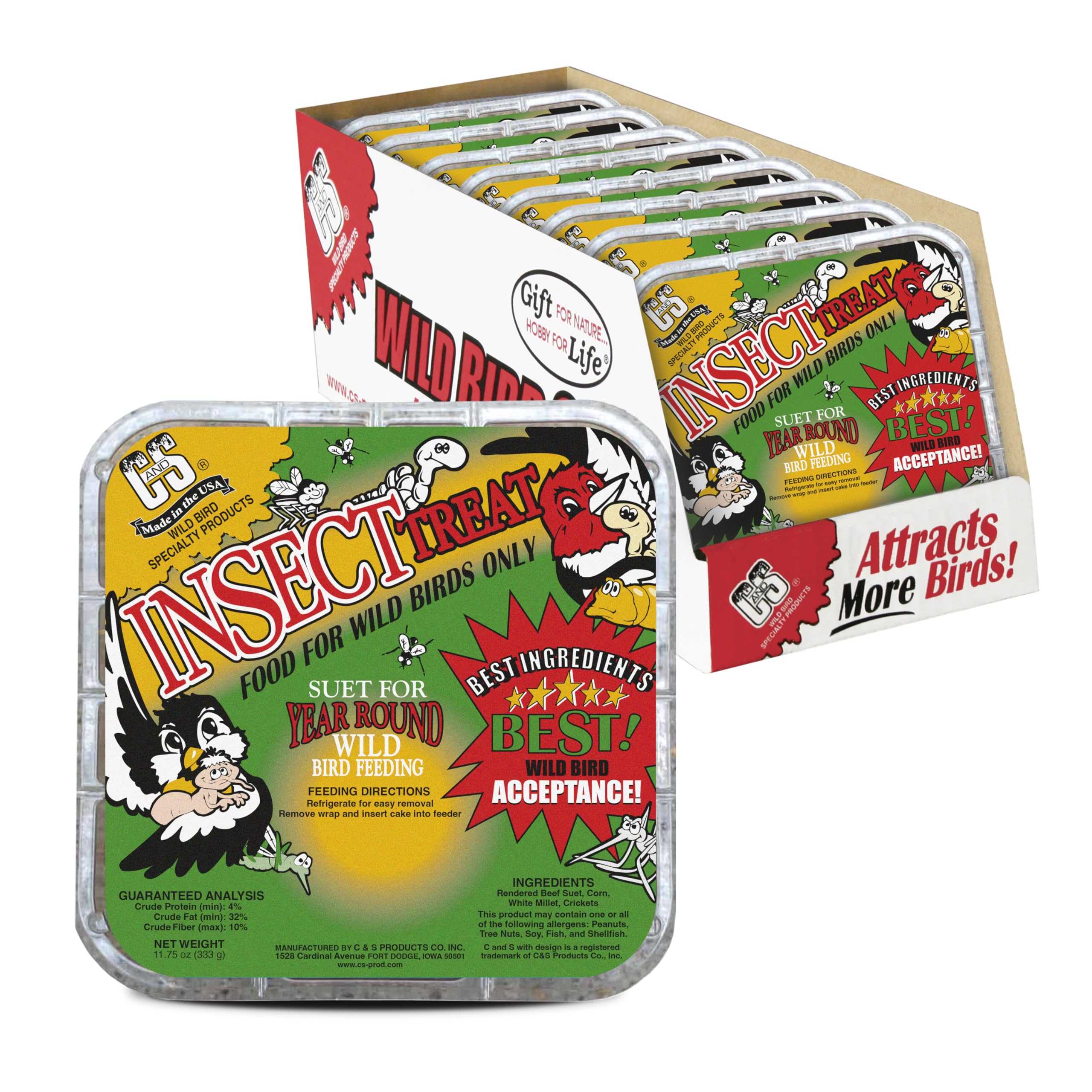 C&S Insect Suet Treat woodpecker close-up, high-energy snack supports foraging and migration.