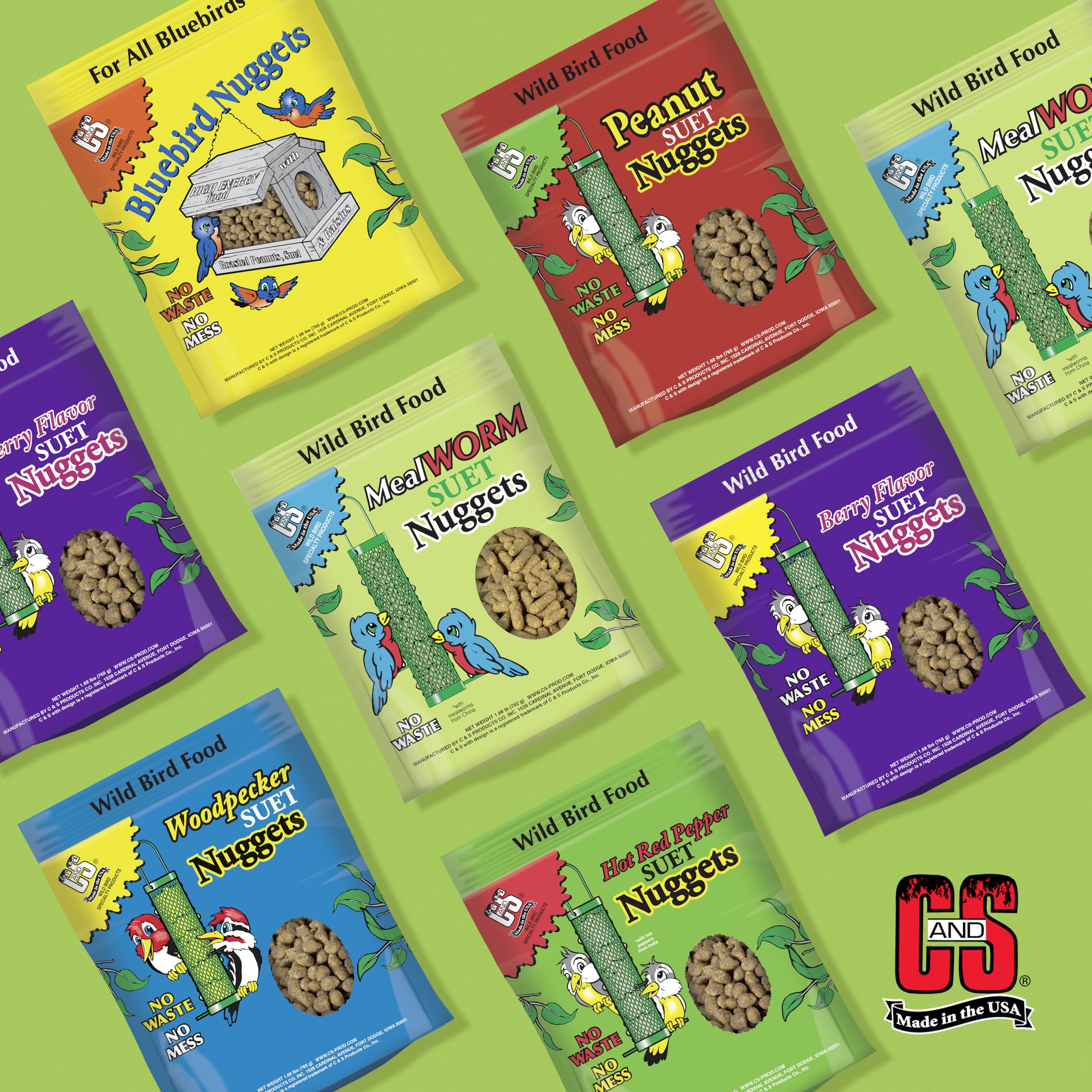C&S Mealworm Suet Nuggets attract wrens, bluebirds, and other insect-eating birds