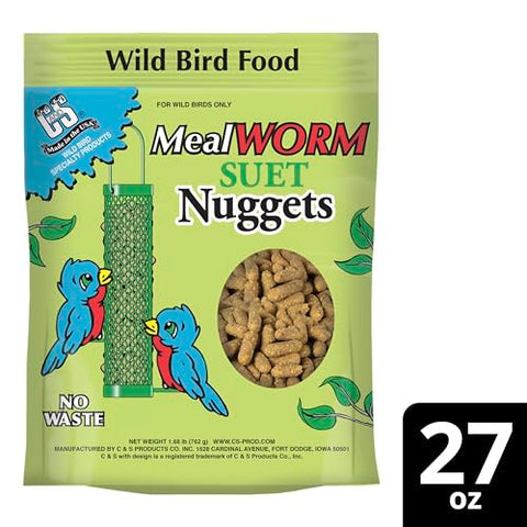 C&S Mealworm Suet Nuggets are a versatile backyard bird food choice