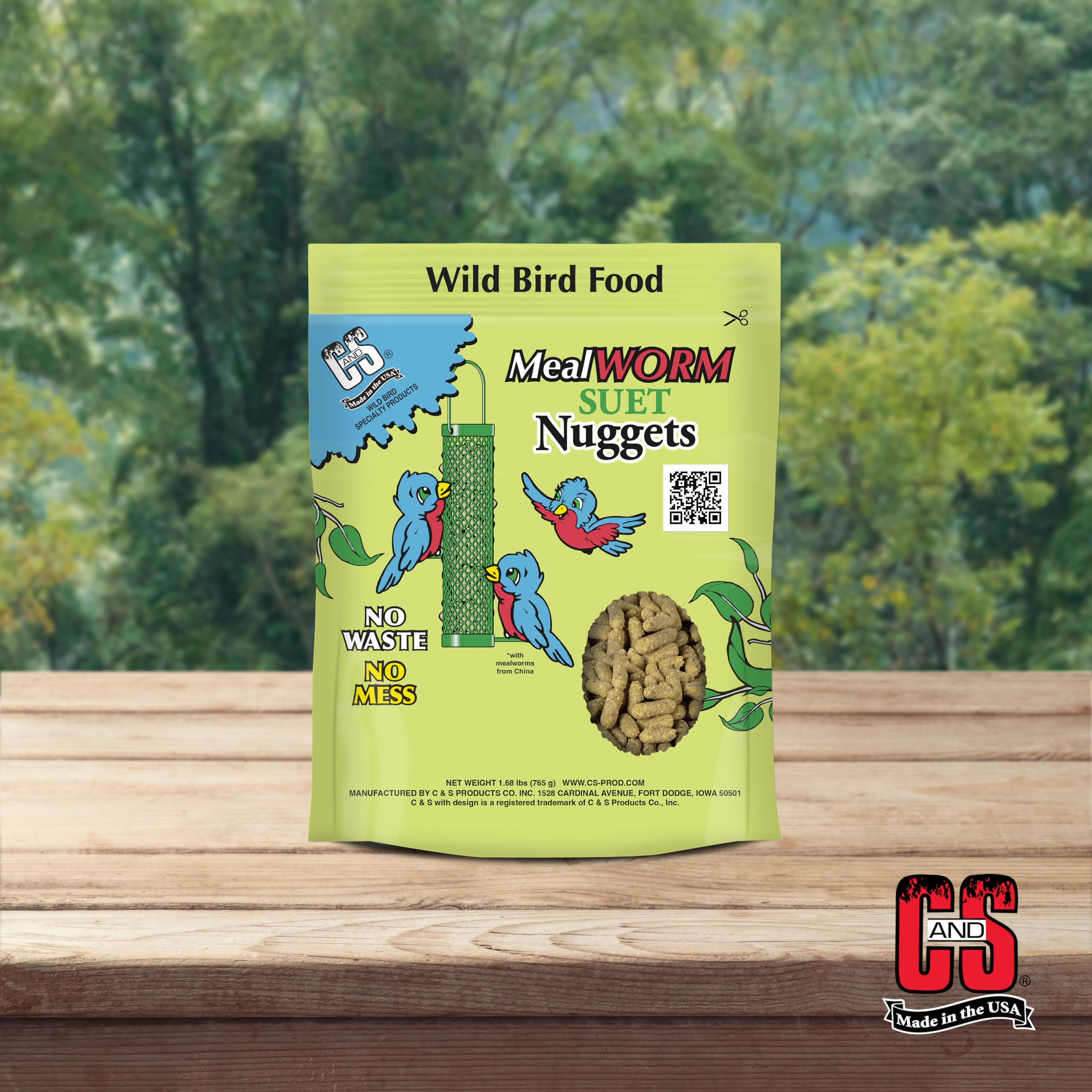 C&S Mealworm Suet Nuggets work with seed mixes in mixed feeders