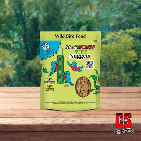 C&S Mealworm Suet Nuggets work with seed mixes in mixed feeders