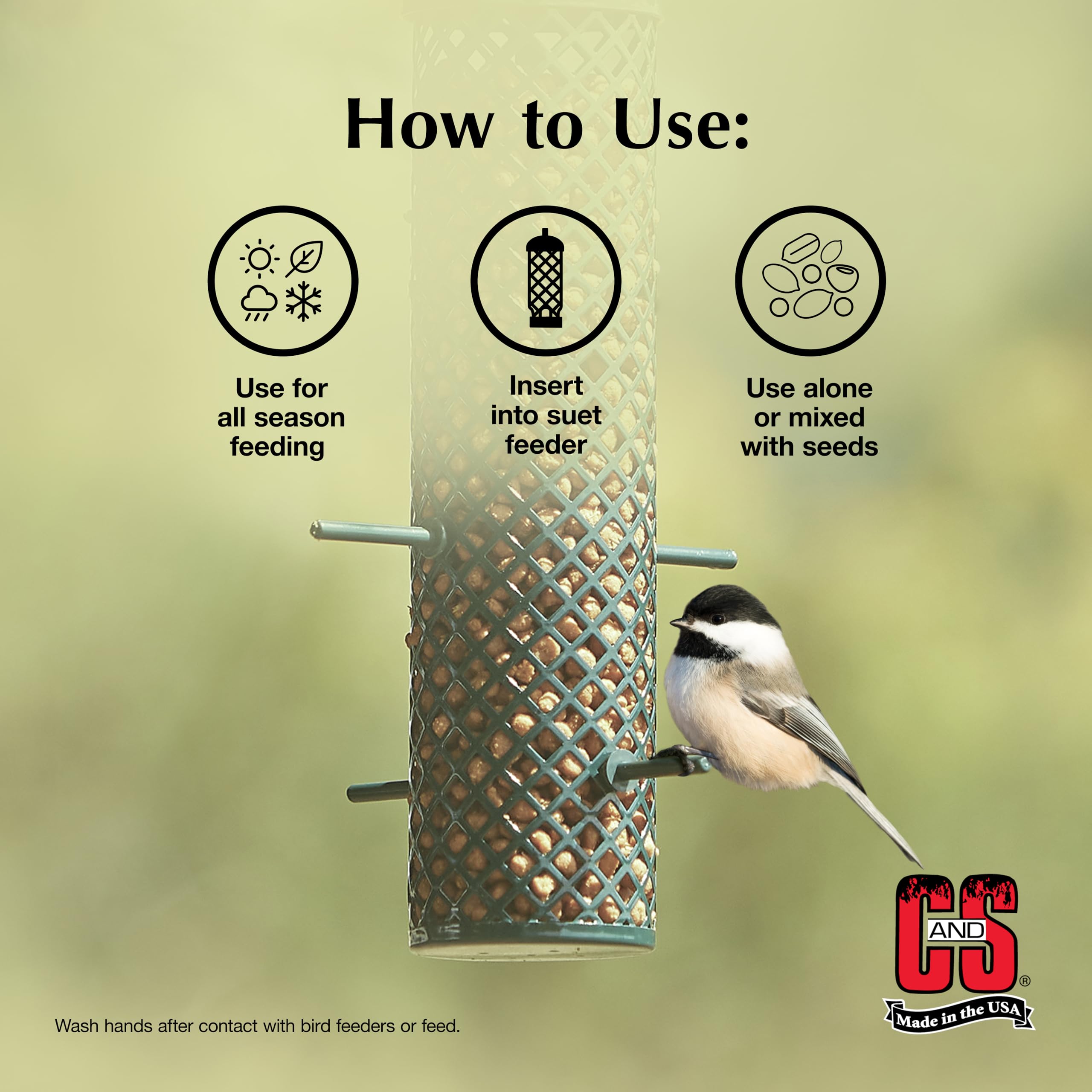 C&S Mealworm Suet Nuggets year-round feeding supports protein needs