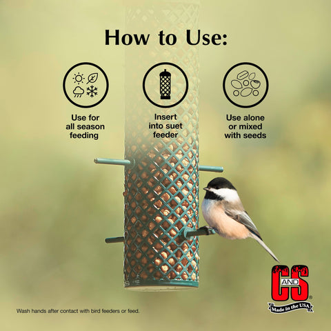 C&S Mealworm Suet Nuggets year-round feeding supports protein needs