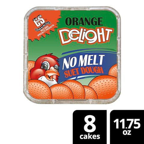 Eight-pack box of C&S Orange Delight No Melt Suet Dough.