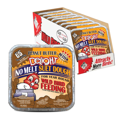 C&S Peanut Butter Delight No Melt Suet Dough 8-pack packaging for year-round feeding.