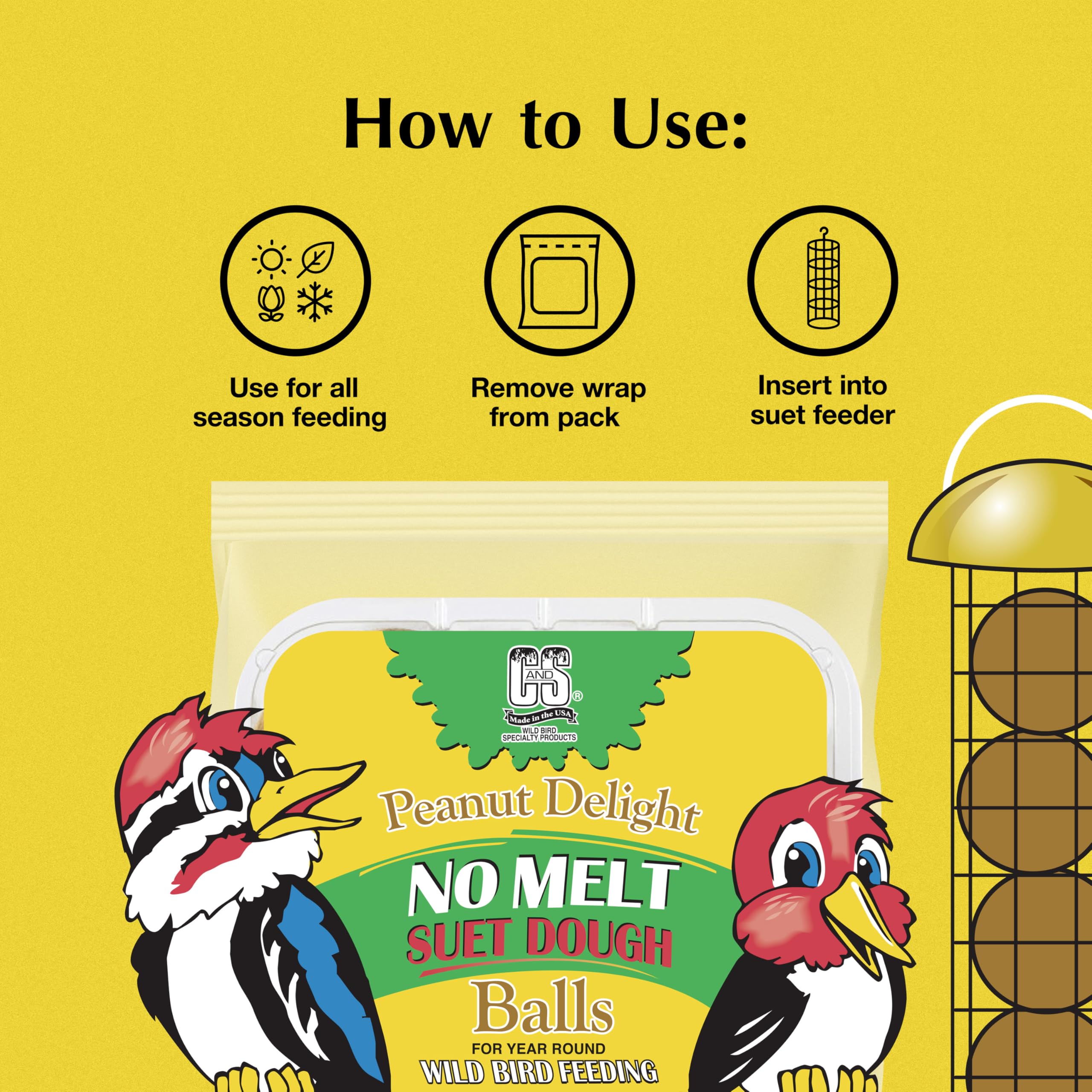 C&S Peanut Delight No Melt Dough Balls mess-free-feeding keeps feeders clean
