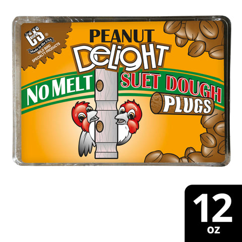 C&S Peanut Delight No Melt Suet Dough Plug has a soft dough texture for steady feeding.