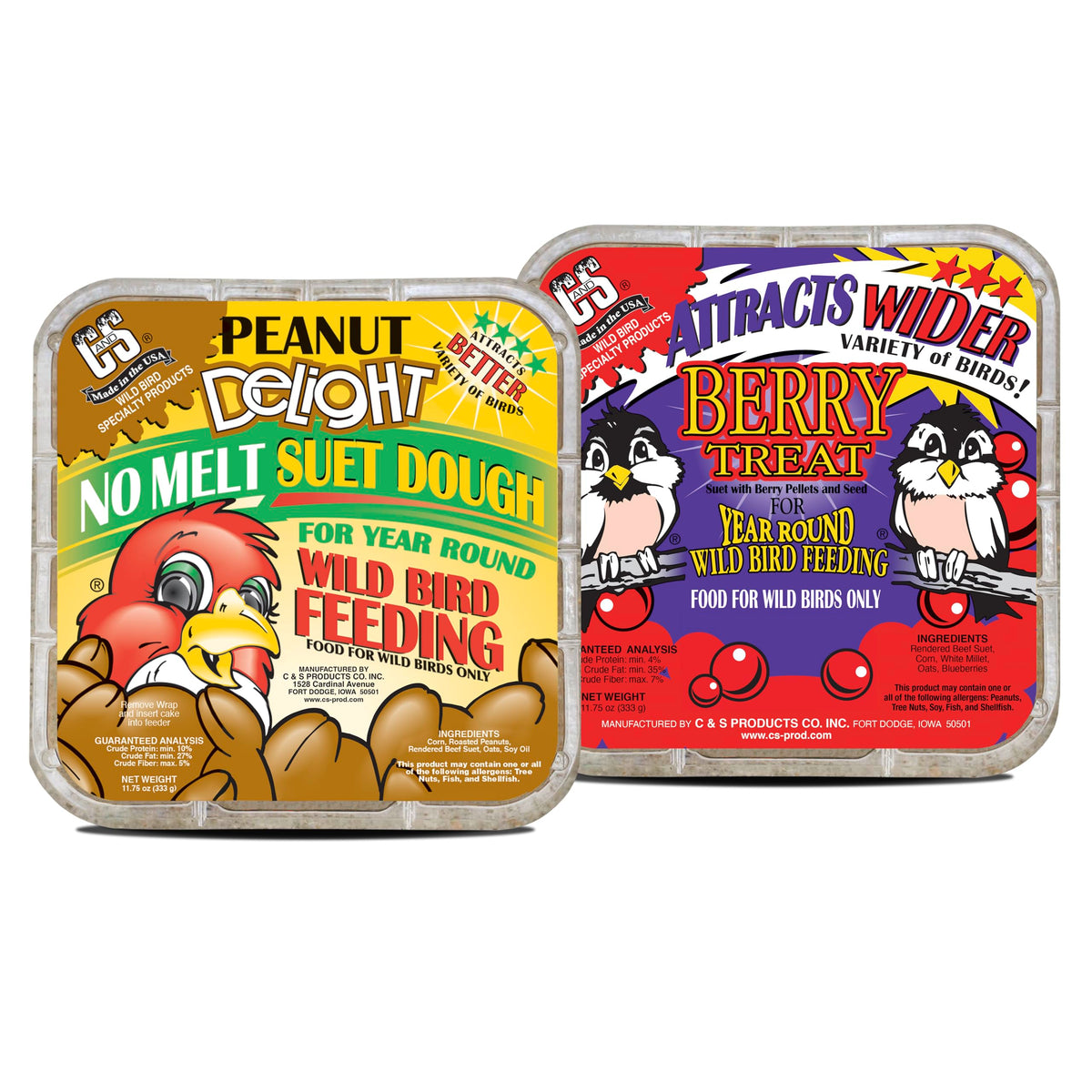 C&S Suet Variety Value Pack peanut-delight-dough attracts fruit- and nut-eating birds