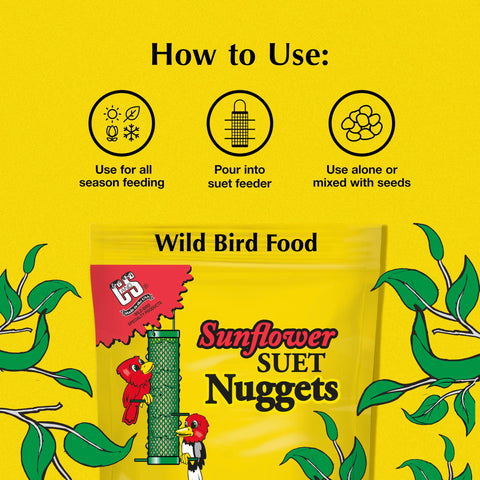 USA-made C&S Sunflower Suet Nuggets shown with a seed mix