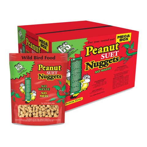 C&S Wild Bird Peanut Suet Nuggets in a mega box attract diverse backyard birds.